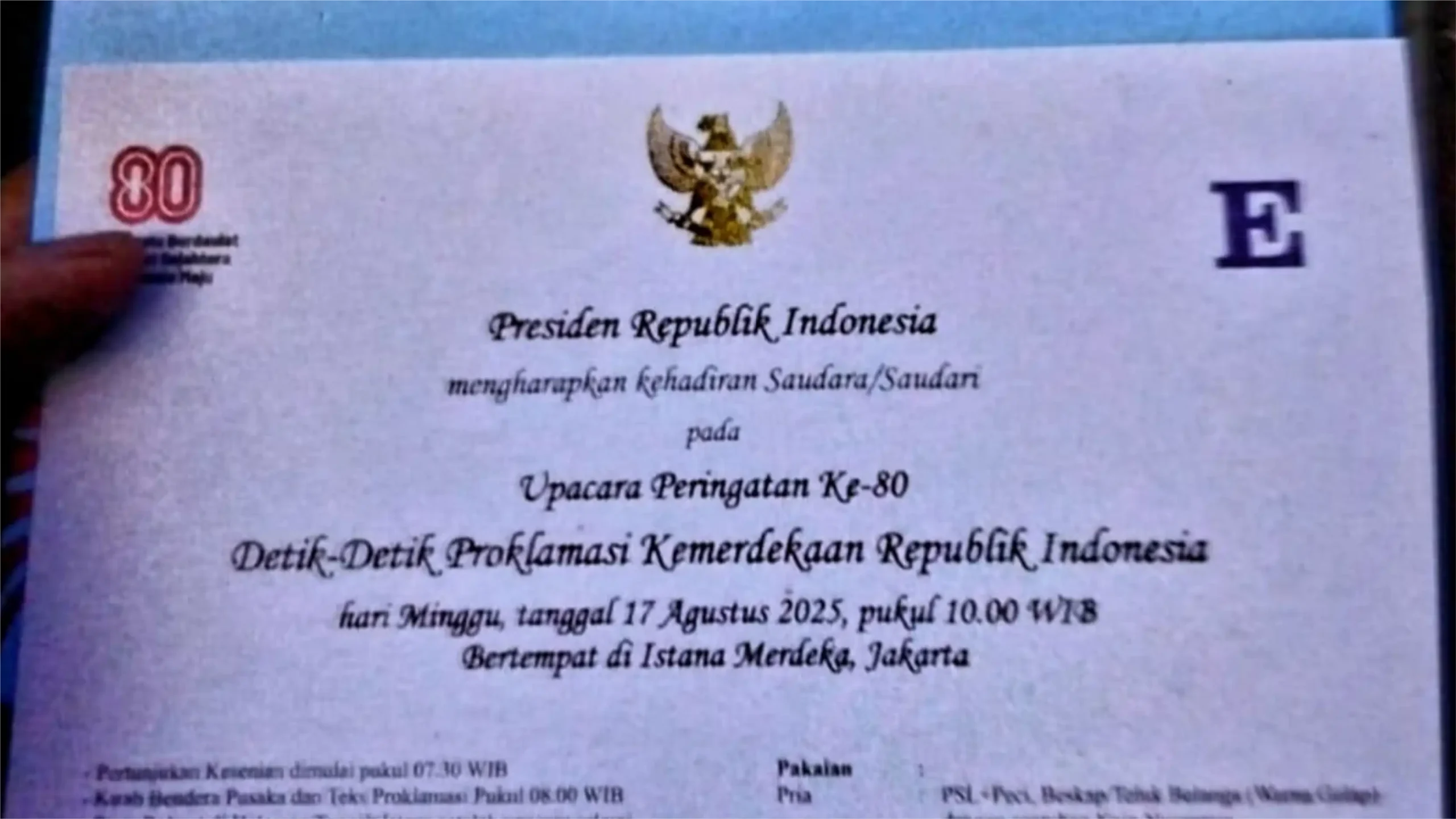 Undangan HUT RI untuk Squad Nusantara