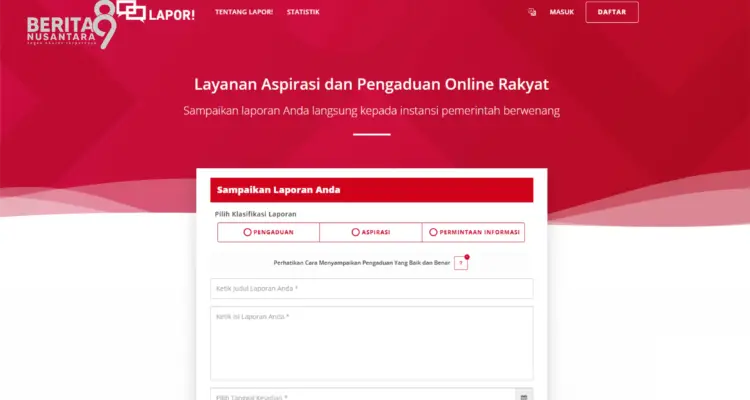 Aplikasi SP4N LAPOR! pengaduan 1 pintu