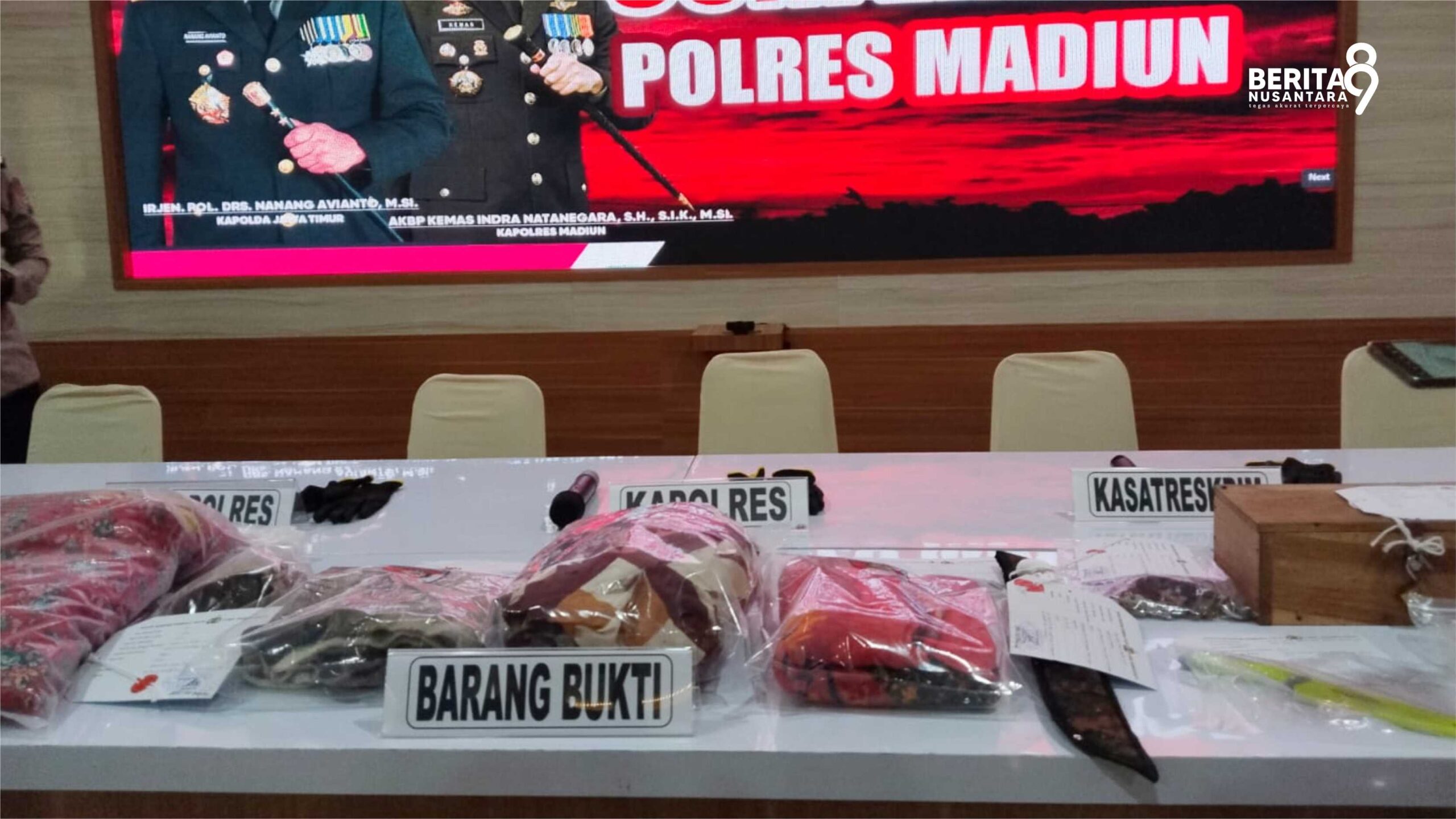 Gelar Barang Bukti dalam Press Release Polres Madiun