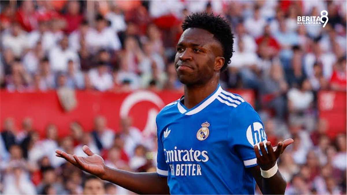 Vinicius merayakan Golnya ke gawang Sevilla