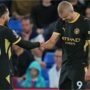 Haaland dan Cherki Mnggila dalam laga Crystal Palace vs Manchester City